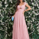 Aluguel vestido rosa longo decote coração frente tamanho 40 390,00